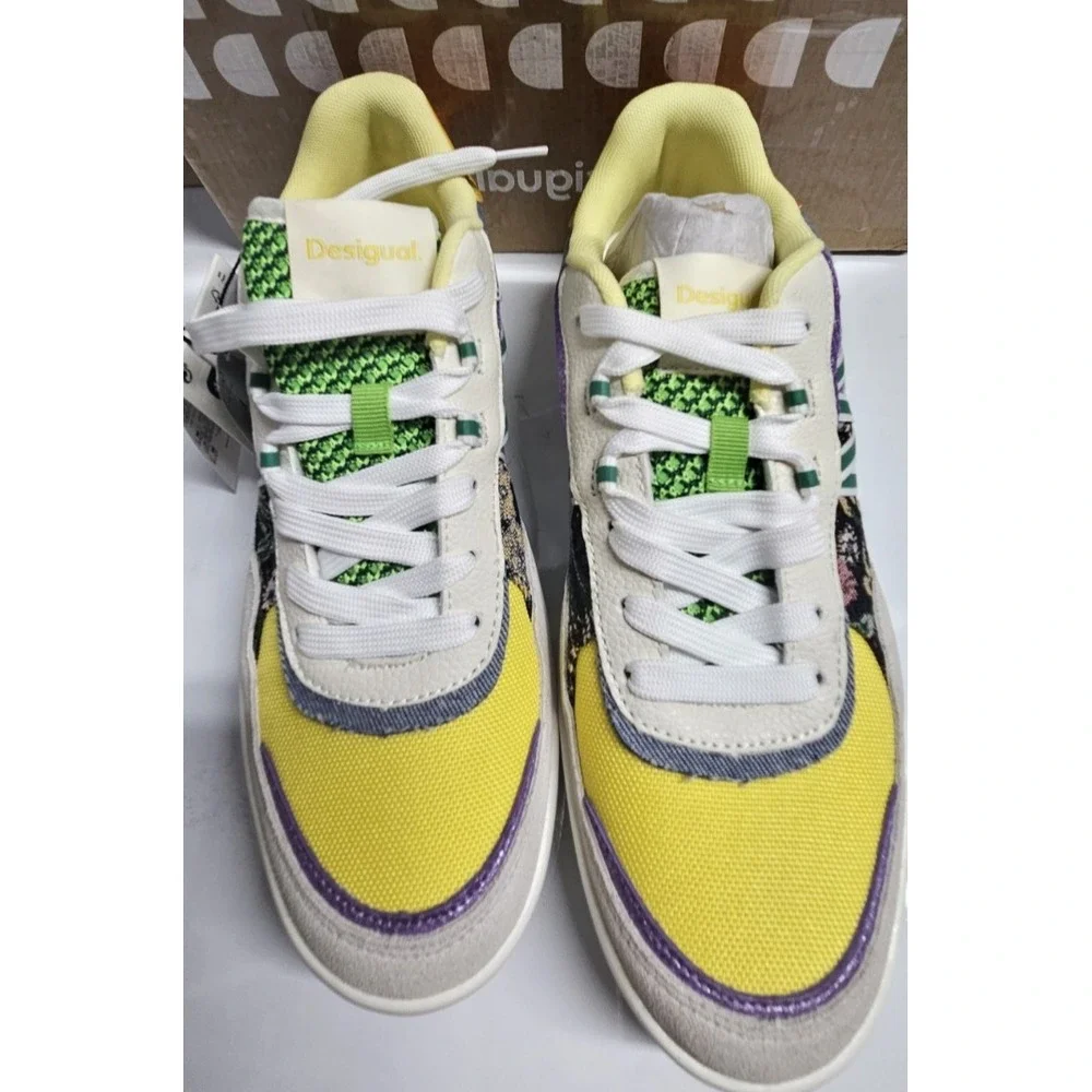 Desigual Women leather fabric patchwork laced up Sneakers Low US 10/EUR41‎